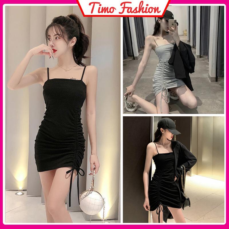 Váy 2 dây, Váy ôm body nữ thời trang phối dây rút eo cá tính VTN102
