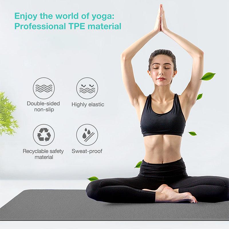 Product Introduction of Yoga Mat,Double-Sided Non Slip Eco Friendly Fitness Exercise Mat with Strap TPE YogaMats for Women Men,for Yoga,Pilates,Exercise 2