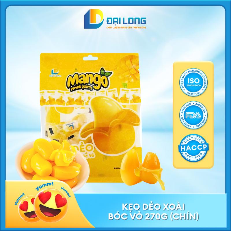 [ĐÃ GIẢM NGỌT] GÓI 270g Kẹo dẻo xoài bóc vỏ Đại Long chiết xuất từ nước trái cây thơm ngon ăn vặt dành cho mọi người Candy Thức Ăn Snack Food Chua kẹo dẻo bóc vỏ peel gummy keo jelly