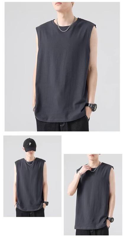 Product Introduction of Summer Solid Color Men's Vest Sleeveless Sports Loose Men's and Women's Same Sleeveless T-shirt 7