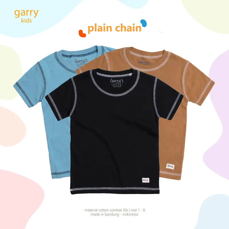 T-shirts Basic Tee - Atasan Baju Kaos Unisex Polos Rantai Katun Combed 30s Kain Motif Variasi Distro 0