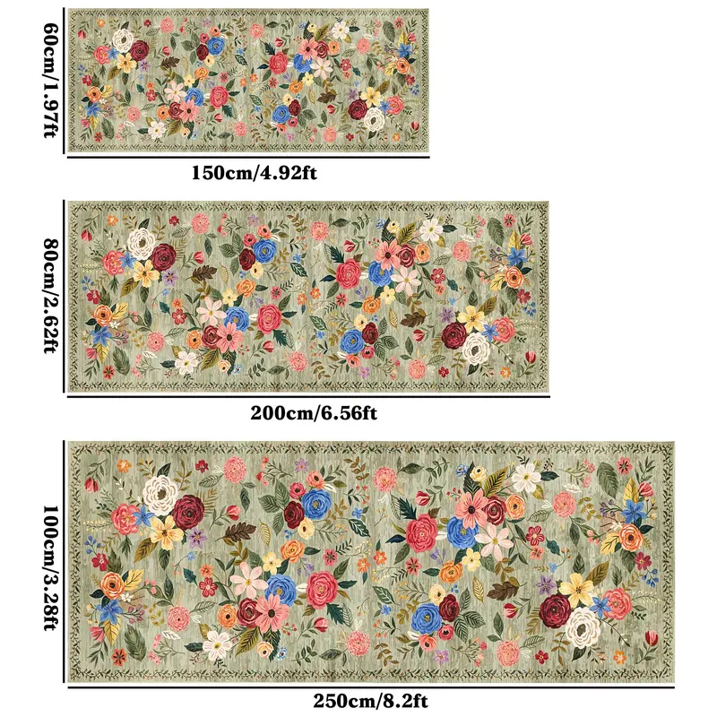 Floral Pattern Rug, 1 Count Non-slip Soft Floor Mat, Decorative Carpet for Home Living Room Bedroom Study Room, Home Decor 1