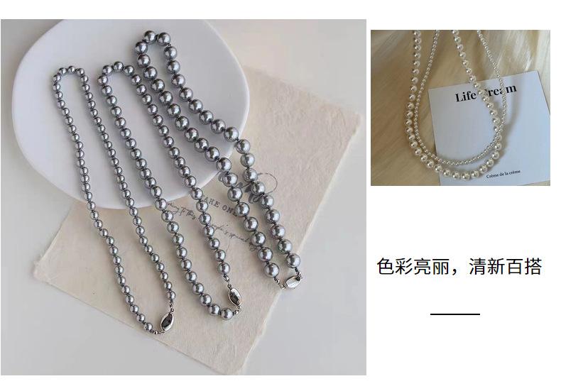 Product Introduction of European and American Fashion Simple Shijia Pearl Necklace for Women Beaded Retro Niche Fashion Simple Choker Chain Versatile Choker 5