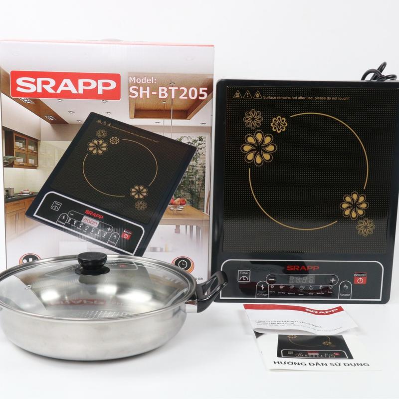Bếp từ đơn SRAPP BT-205 Cao cấp Chính hãng Công suất 2000W Tặng kèm nồi lẩu - Bảo hành 12 tháng