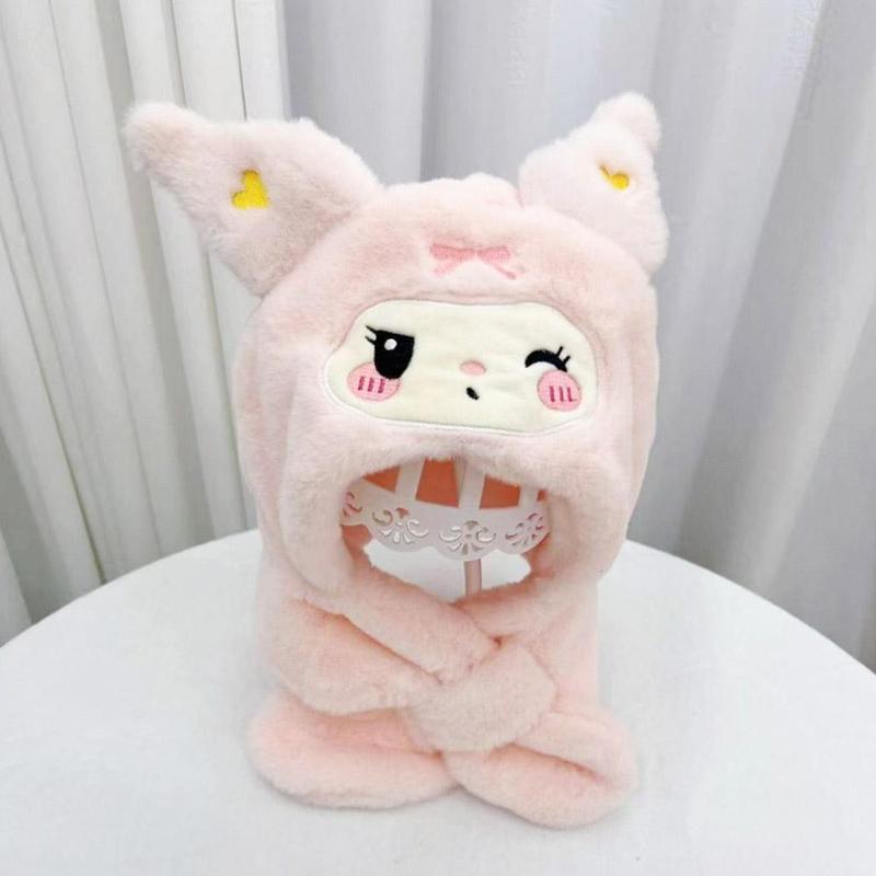 Product Introduction of Mũ Trẻ Em Kuromi, Thiết Kế Hoạt Hình Dễ Thương, Bộ Lông Cừu Ấm Áp, Mũ Ngoài Trời, Mảnh Khăn Quàng Cổ, Mới Mùa Đông, N2L3 13