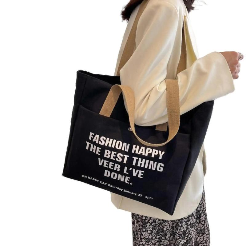 Túi đeo vai Nữ tote vải canvas phong cách Hàn Quốc đựng sách a4 laptop có dây kéo zip thích hợp đi chơi ,đi học Bag Chữ Nhật túi phom Hình Chữ Nhật TN79-25