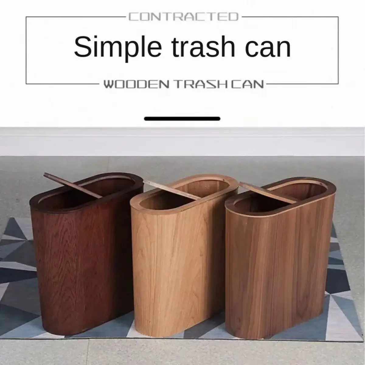 Magnetic Flip Cover Wooden Trash Can Large-capacity with Lid Kitchen Trash Can Solid Wood Paper Basket Kitchen Storage Supplies waterproof office bins mini bin toilet mini عالمى automatic toilet khaki toilet