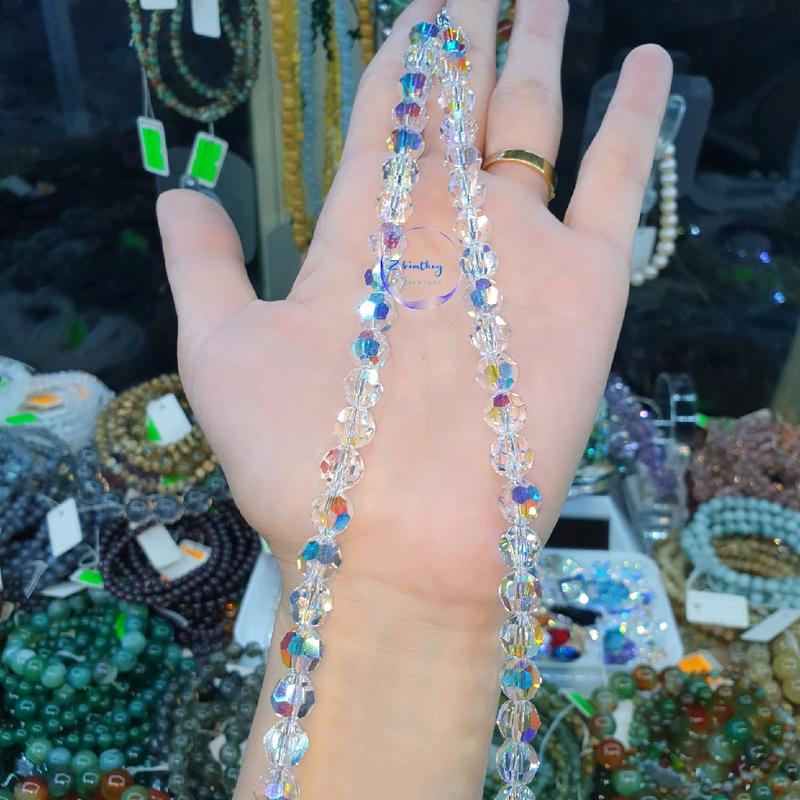 Vòng cổ pha lê Áo cao cấp hạt tròn giác lớn có 3 size hạt 6ly, 8ly, 10ly sáng đẹp sang choker 5