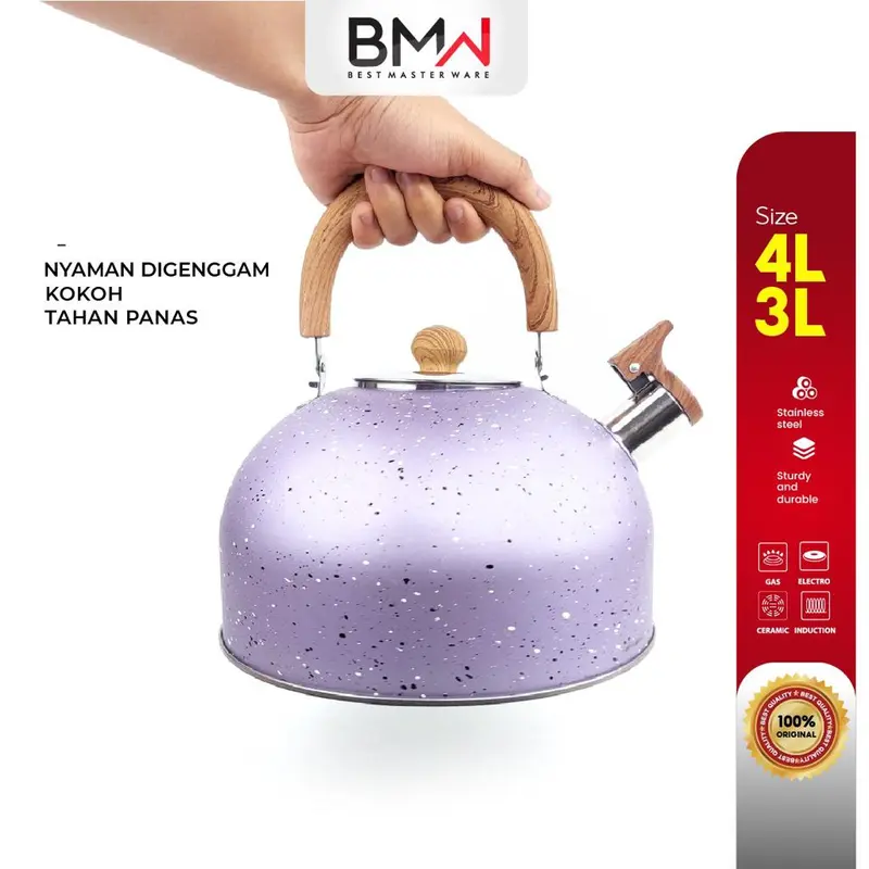 Teko Kettle Stainless Steel 3 Liter 4 Liter Ceret Air Panas Ketel Air Kitchenware 1