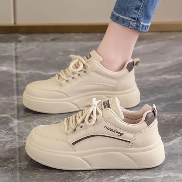 Rubia Shoes Giày Thể Thao Nữ Đế Bằng Cao 4cm nhẹ thoáng khí Buộc Dây Thời trend hot