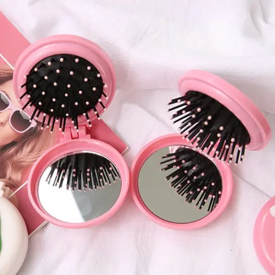 BISA COD F5478 Sisir dan Cermin / Cermin Kaca & Sisir Travel Motif Karakter Lucu 1