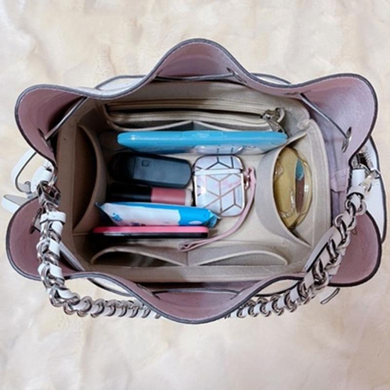 Product Introduction of Felt inner bag bag in bag suitable BELLA Bucket Bag Purse Organizer Insert Makeup Bag With Zipper Luxury Women's Purses Handbag Bucket Shaper 23