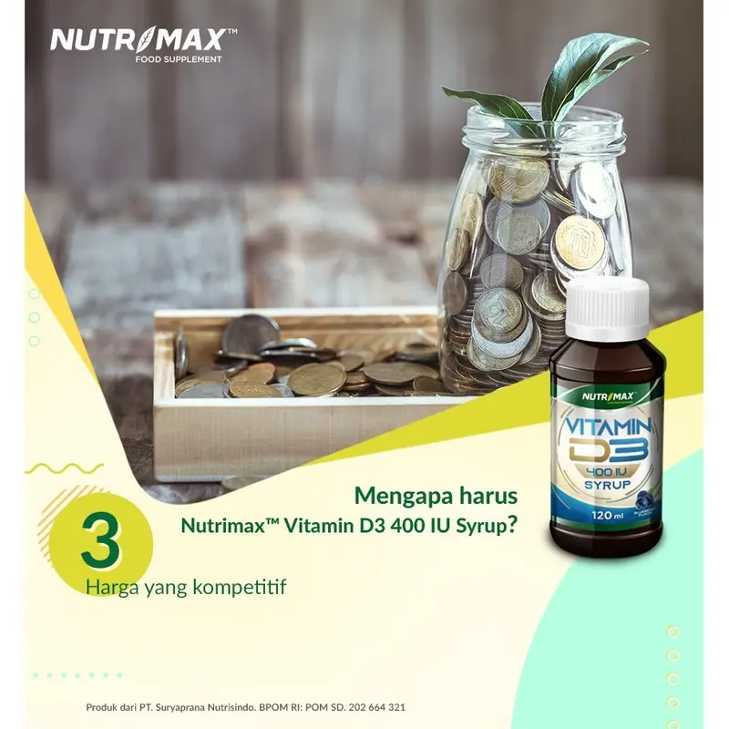 Nutrimax Vitamin Vit D3 Anak Ibu Hamil 400 IU Sirup Kesehatan Tulang Gigi Imunitas Osteoporosis Syrup  - Metamotto 4