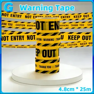 4.8cm * 25m Lakban Stiker Police Line Warning Tape Hitam Kuning CAUTION KEEP OUT DO NOT ENTER