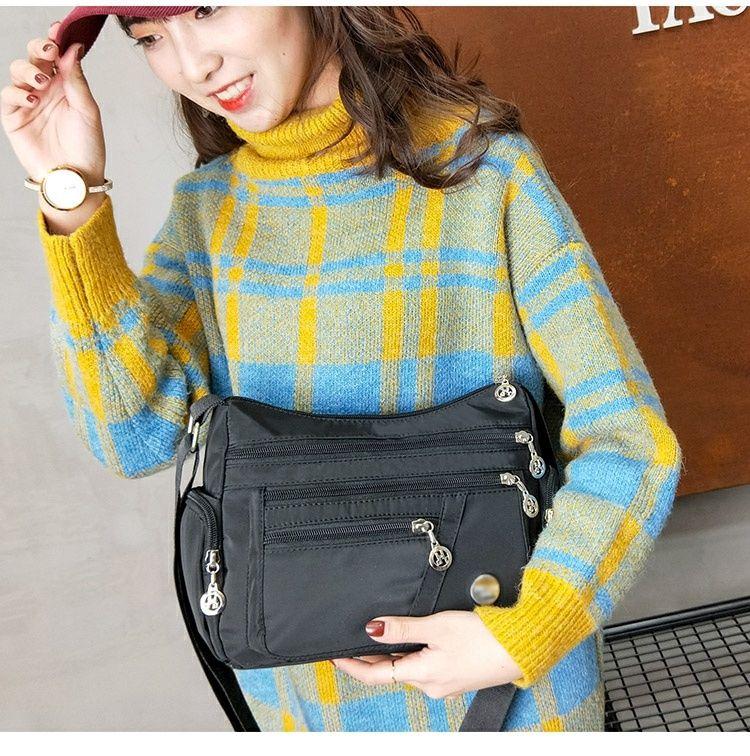 Product Introduction of Women's Bag Mother's Bag New 2025 Middle-Aged Women's Bag Nylon Canvas Bag Waterproof Multi-Layer Shoulder Messenger Bag 28