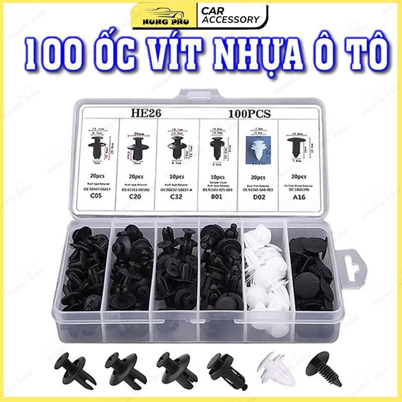 MOTOX Bộ 100 Đinh Tán Chốt Vít Nở Bằng Nhựa HE26 100PCS Cố Định Bộ Phận Xe Hơi…