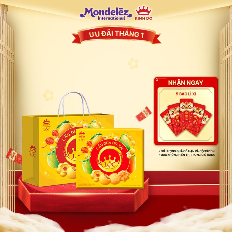 CÓ TÚI GIẤY Hộp Bánh Quy Kinh Đô "Cầu Dừa Đủ Xài" Hộp Quà Tết 300G
