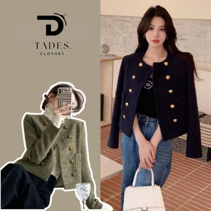 Áo khoác dạ tweed nữ có túi 2 màu tiểu thư sang chảnh dáng ngắn hàng QCCC A580 Top Jacket