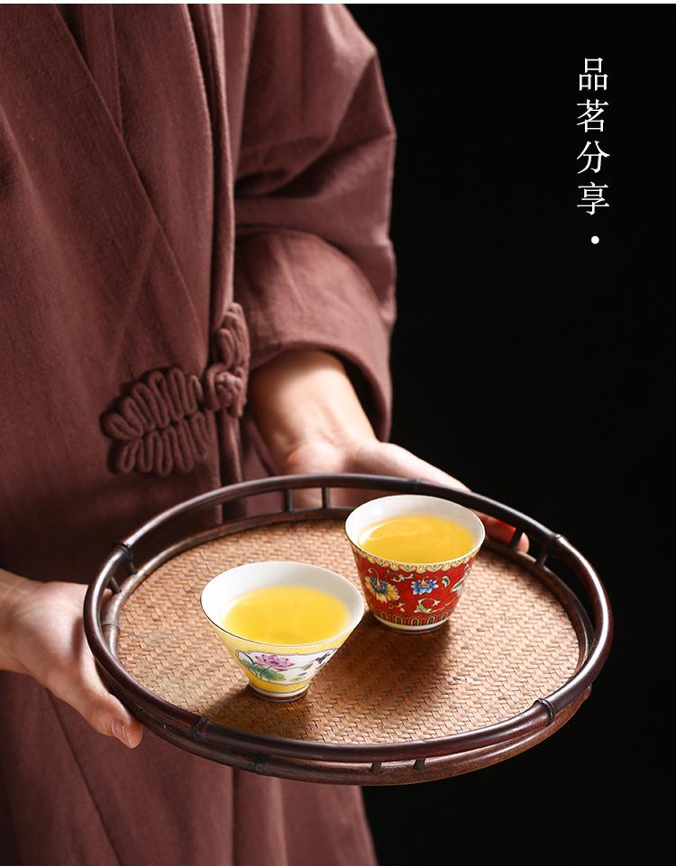 Product Introduction of Enamel Tea Cup with Carved Design, Single Cup with Pastel Colors and Gold Trimming, Tasting Cup, Master Cup, Kung Fu Gift Tea Set 8
