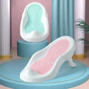 Baby Bath Rack Dudukan Mandi Bayi Sandaran Mandi Bayi Ergonomis Dan Lipat Jaring Silicone Aman untuk Kulit Sensitif Blue Peralatan Bather Green Pink