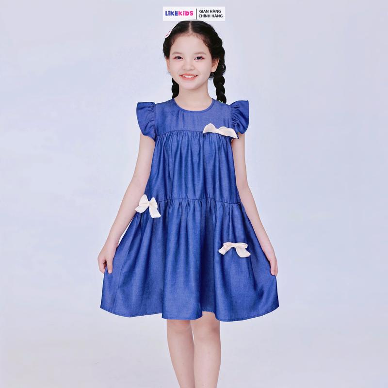 Đầm váy hè bandet cho bé gái họa tiết NƠ LikeKids MH2 L91 3
