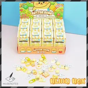 MUSES Blind Box Gantungan Butter Bear Resin Mystery Box Cream Bear Aksesoris Keychain A-GK064