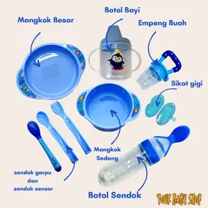 YBS 9in1 Baby Feeding Set Paket Perlengkapan Alat Makan Mpasi Newborn Bayi Baru Lahir