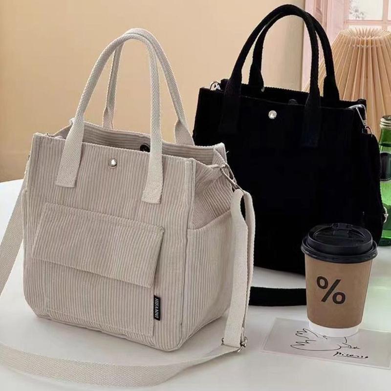 Portable Solid Color Single Shoulder Bag Multi Pocket Corduroy Messenger Bags Large Capacity Simple Versatile Crossbody Bag for Women 4