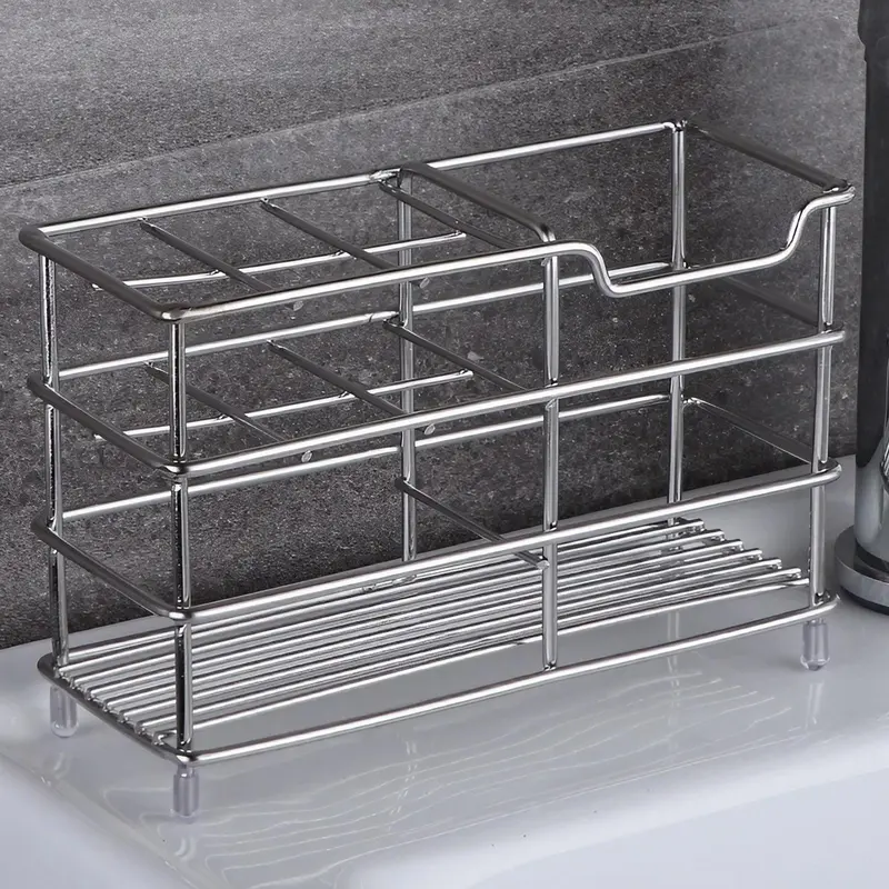 Stainless Steel Toothbrush Holder, 1 Count Multi-functional Toothbrush & Toothpaste Holder, Bathroom Storage Rack for Toilet, Bathroom Supplies 6