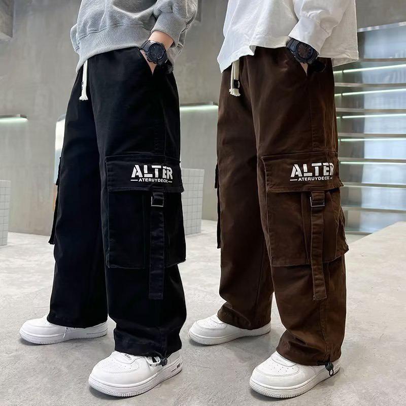 Quần Kaki A Xuông Túi Hộp Phong Cách Năng Động Cho Bé Trai Sz12-15 Màu Nâu Đen quan chobe