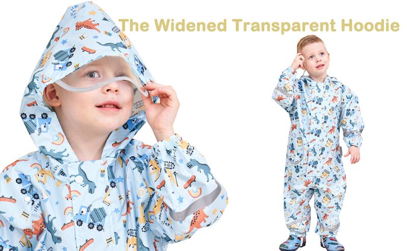 Product Introduction of Kids Toddler Rain Suit for Boys Girls One Piece Hoodie Zipper Cute Cartoon Owl Waterproof Rain Jacket 2-5 Years M Size 2