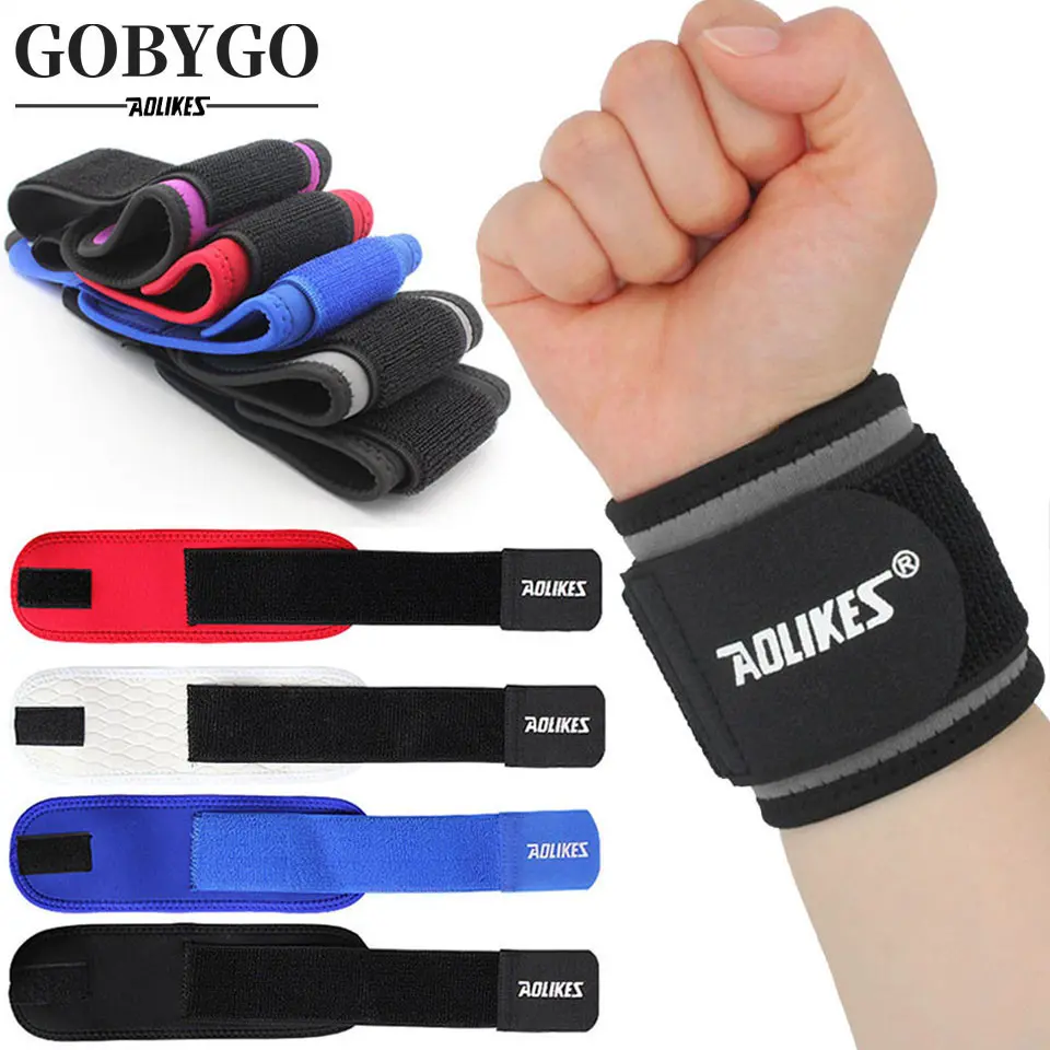 Dây Đeo Cổ Tay Nén Có Thể Điều Chỉnh AOLIKES, 1 Miếng, Dành Cho Thể Thao Chuyên Nghiệp, Thể Dục, Cử Tạ, Bóng Rổ, Bảo Vệ Cổ Tay