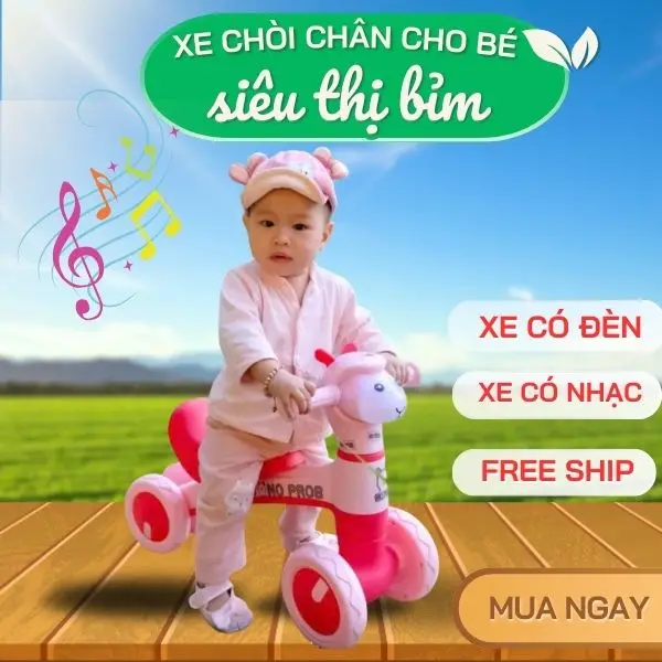 Siêu Thị Bỉm Xe Chòi Chân Hình Cừu Siêu Chắc Khỏe Có Đèn Có Nhạc Cho Bé Từ 1 Đến 3 Tuổi Đồ Chơi Xe Đạp Tay Lái Dễ Dàng Bánh Xe Bền Bỉ