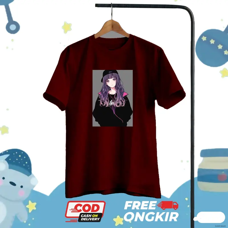BAJU KAOS ANAK PEREMPUAN LENGAN PENDEK OVERSIZE GIRL USIA 10-13 TAHUN D404 Fashion 8