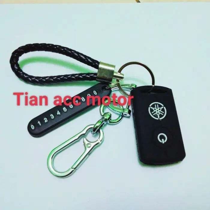 gantungan kunci keyles premium + sarung remote FAZZIO NMAX AEROX XMAX - Hitam