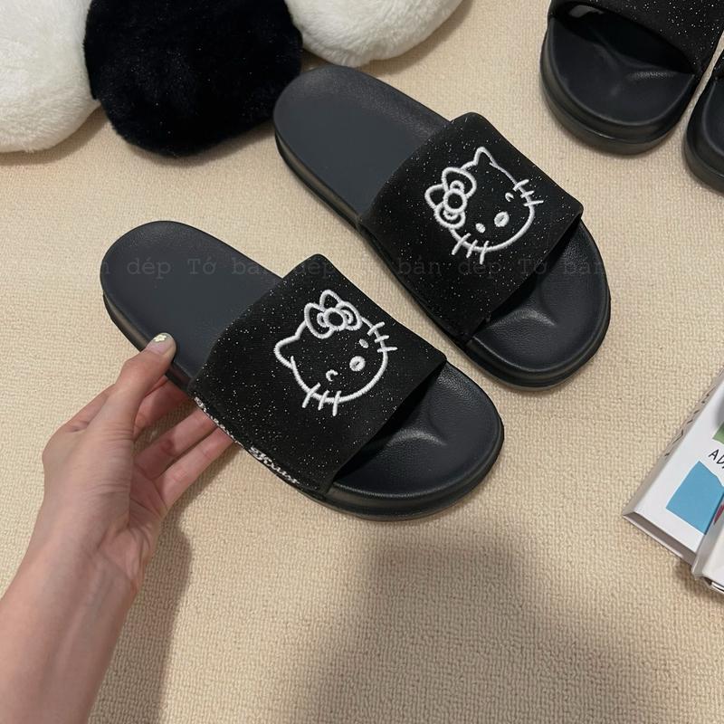 Product Introduction of Dép Kitty Bling lấp lánh quai dán xé bảng màu pastel xinh xắn Kèm hộp có bảo hành Ngoài trời 5