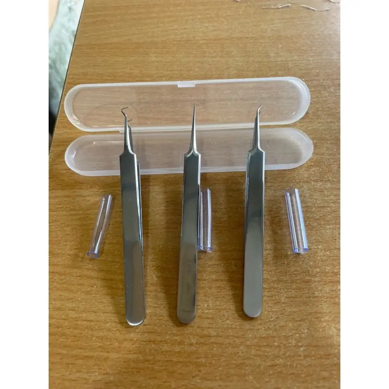 Bộ 3 Cây gắp nặn mụn đầu đen, mụn trứng cá thép không gỉ dài 8cm 1