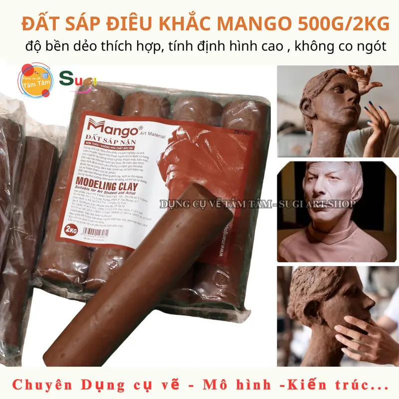 Đất sáp nặn điêu khắc tượng Mango , Đất sét Mango nặn tượng làm khuôn bịch 2kg - Đất nặn điêu khắc - Modeling Clay - Tâm Tâm - Sugi Art 0