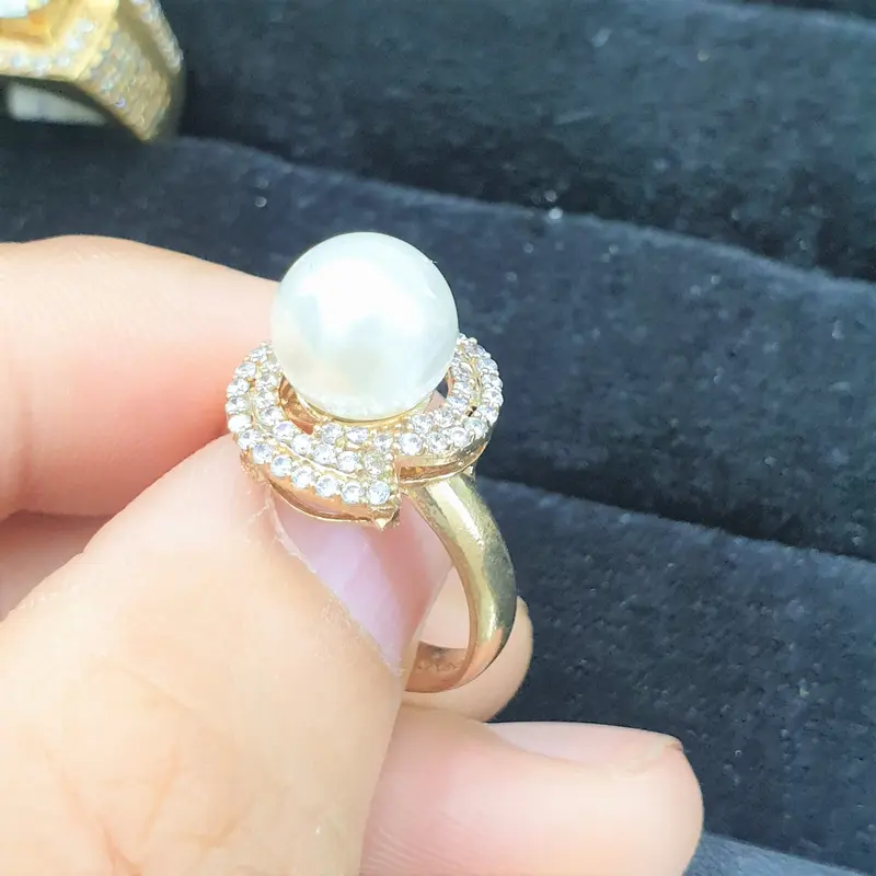 (Có Ký Hiệu-Dùng Như Vàng) Nhẫn Đính Trai Xoàn Cắt Cao Cấp- Nhẫn nữ dùng lâu dài tắm rửa thoải mái không phai không kiêng mồ hôi,có pha vàng bên trong 2