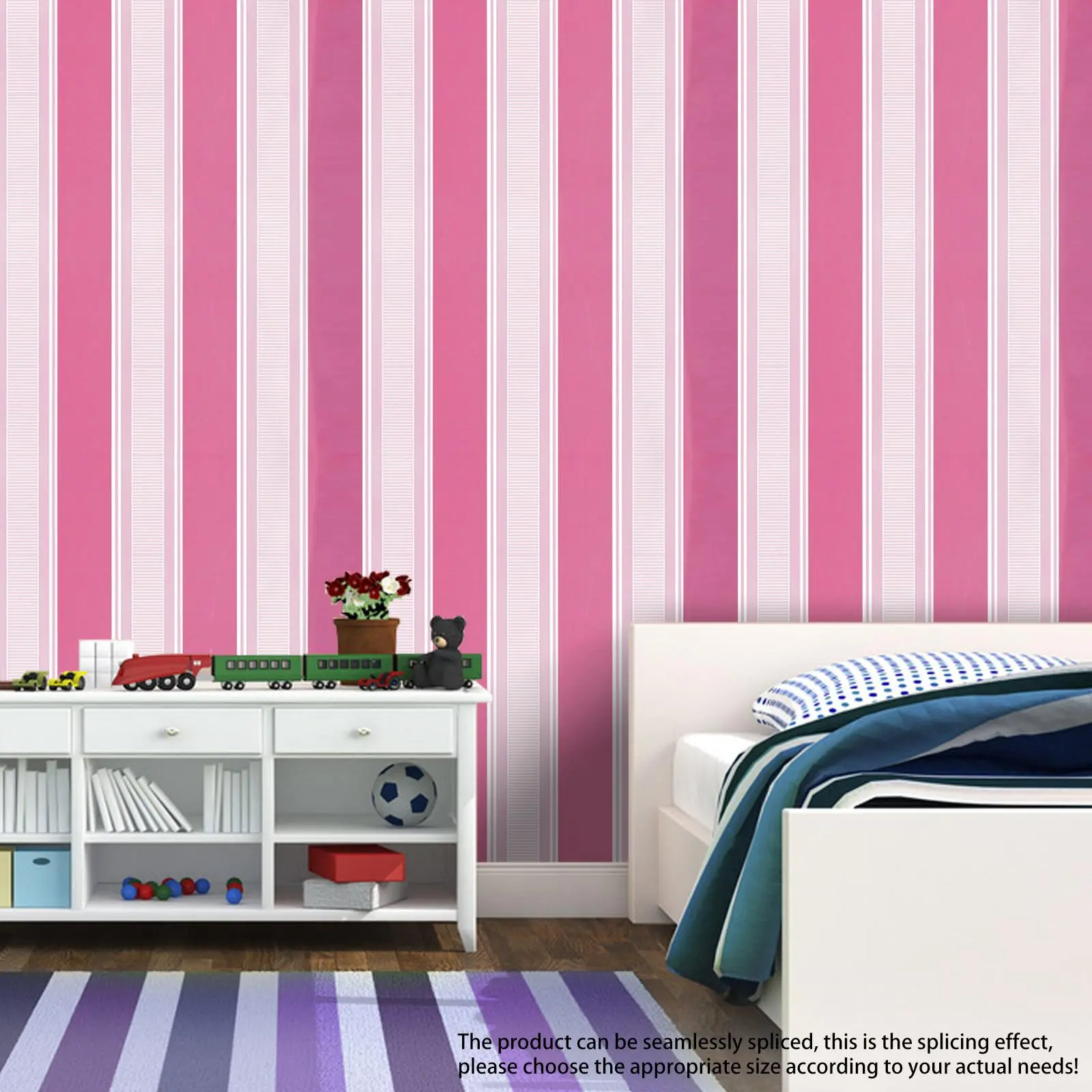 Striped Pattern Wall Sticker, 1 Roll Waterproof Self Adhesive Peel and Stick Wallpaper, Removable Wall Sticker for Home Room Decor