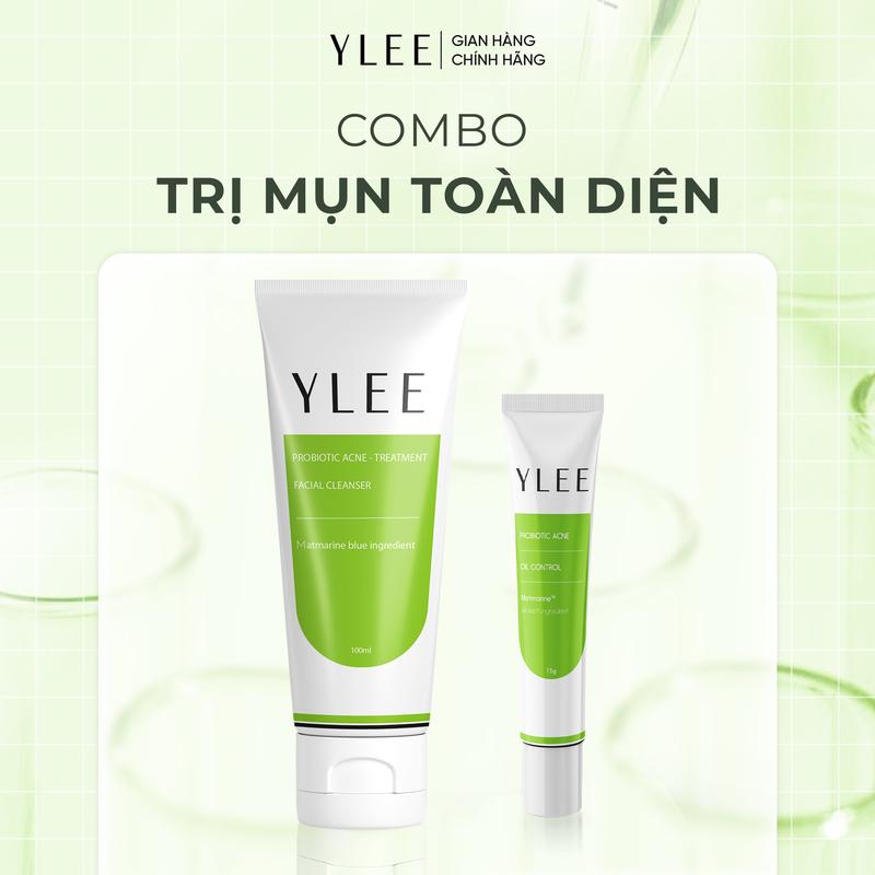 Combo Giảm mụn toàn diện YLEE cho da dầu mụn, da mụn tuổi dậy thì - Sữa rửa mặt và Gel bôi mụn - Giúp trị mụn ẩn, mụn đỏ sưng viêm, mụn trứng cá