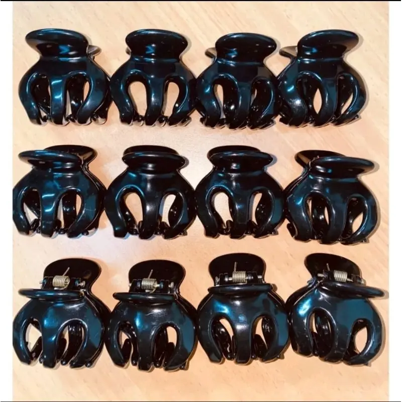 1PCS Jepit Rambut Jedai 5 Cm Wanita Cakar 3 Bahan Plastik Jepitan Badai Warna Hitam Polos Model Korea Clips A071 8
