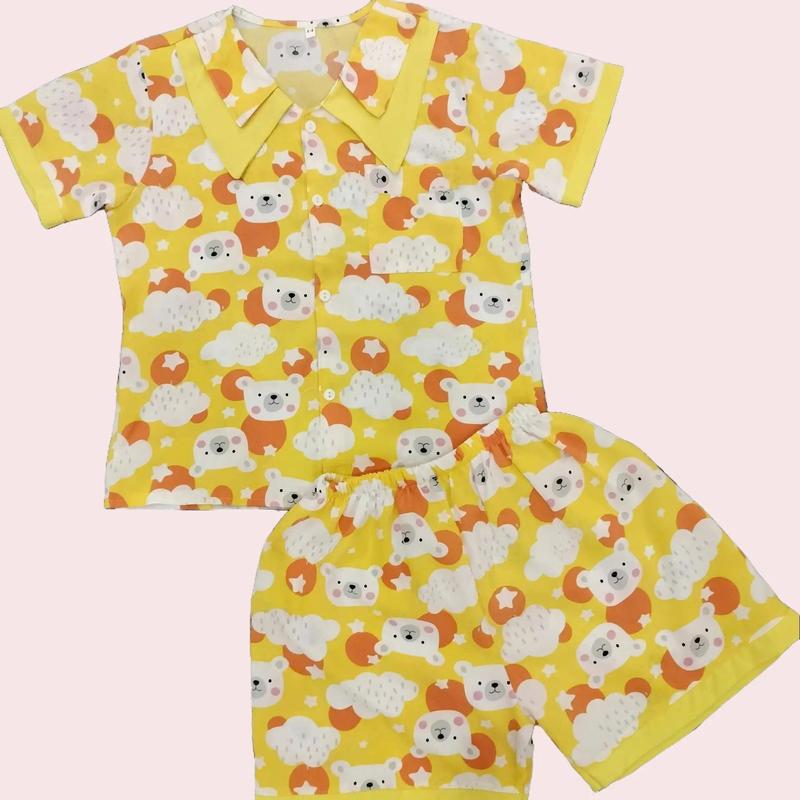 Combo 3 Bộ Pijama tay ngắn quần đùi mẫu ngẫu nhiên cho bé gái họa tiết dễ thương size (8-38) kg Voi 2