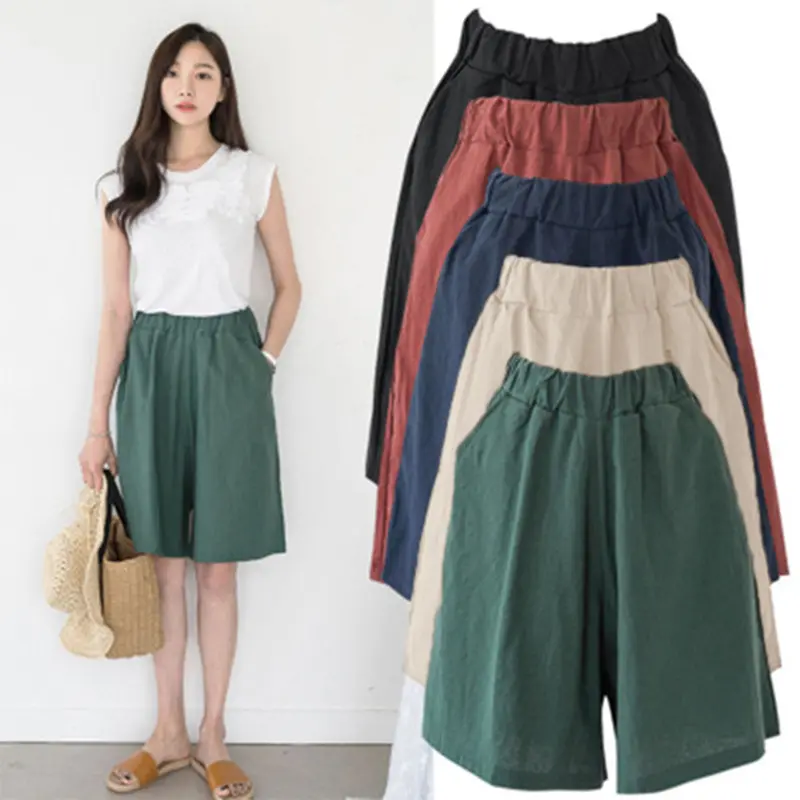 Fashionable Casual Cotton And Linen Wide-Leg Loose Trousers For Women