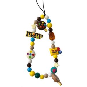 Rantai Telefon Bimbit, Tali Penyangkut Sarung Telefon Bimbit Berbentuk Kuki Kartun dan Comel, Manik DIY Buatan Tangan, Loket Kamera, Penutup Fon Kepala, Aksesori Hiasan Gantung Kreatif, Anti-Rugi, Sesuai untuk Telefon Bimbit Charms Phone beaded  keychain