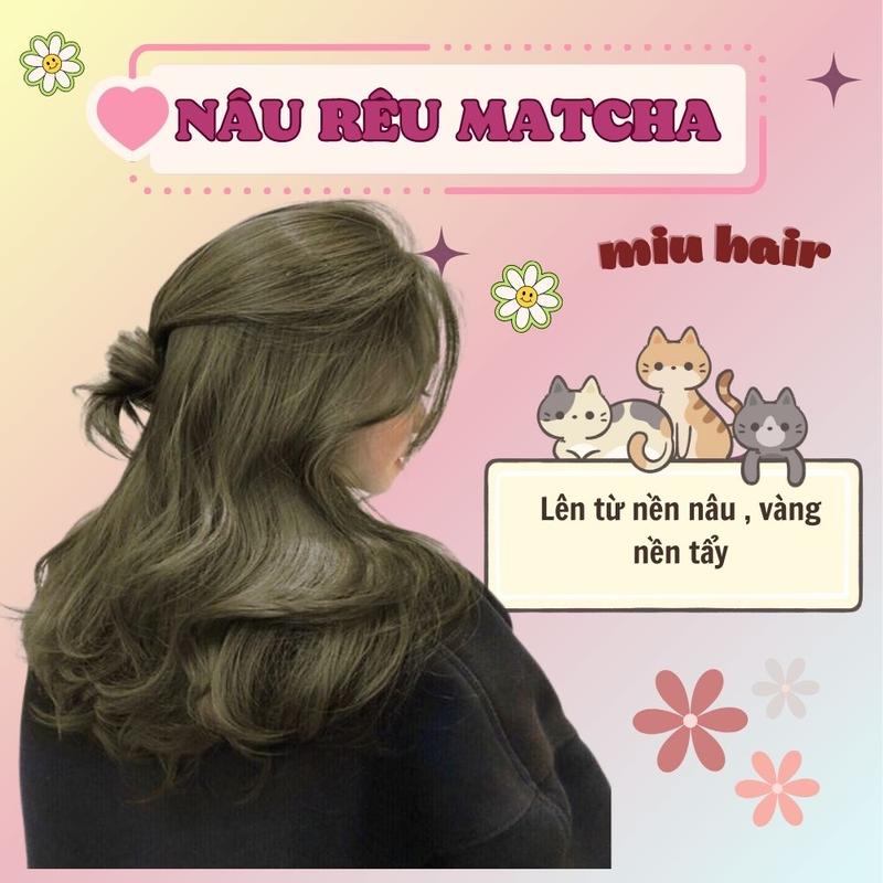 FREESHIP nhuộm tóc màu nâu rêu matcha( lên từ nền nâu vàng ) Miu Hair