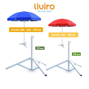 LIVIRO Tripod Payung Jualan 28 mm dan 33 mm Bahan Besi Kuat Kokoh Anti Patah Berkualitas Premium Import Quality
