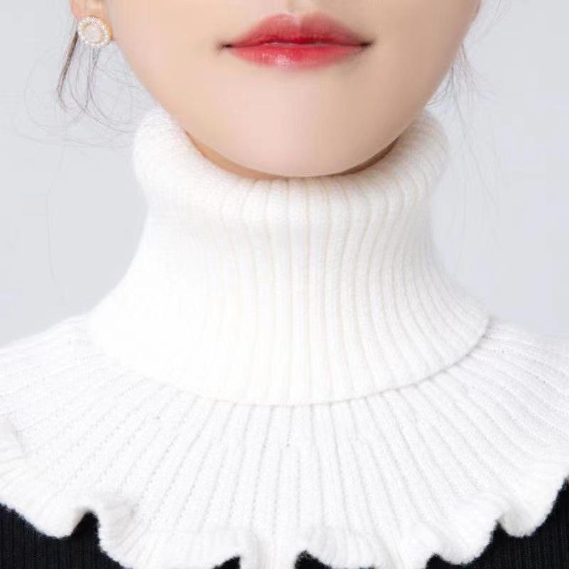 Product Introduction of Warm Knitted Collar Scarf Women Turtleneck Knitted False Fake Collar Detachable Scarf Warm Winter Windproof Ruffles Wrap Scarf 15