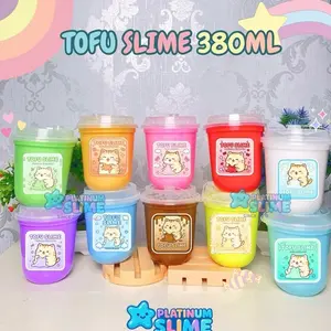 Tofu Slime 380ml – Slime Lembut, Lentur, dan Super Gemas| slime tofu gelas lucu | platinumslime