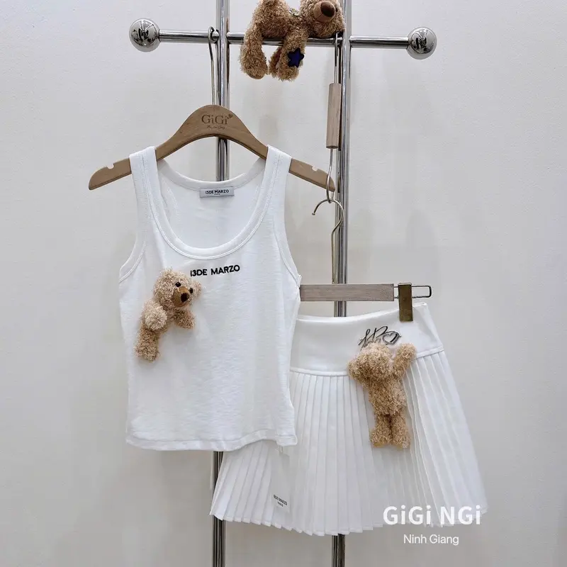 Áo ba lỗ gấu 13D cao cấp đen trắng 8